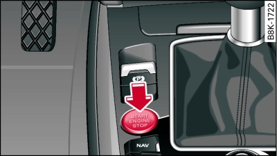 Centre console: START ENGINE STOP button